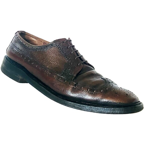 Goodyear Welt Vtg Wingtip Shoes Benchmade 457102 Brogue Derby Brown Leather 11 main image 15